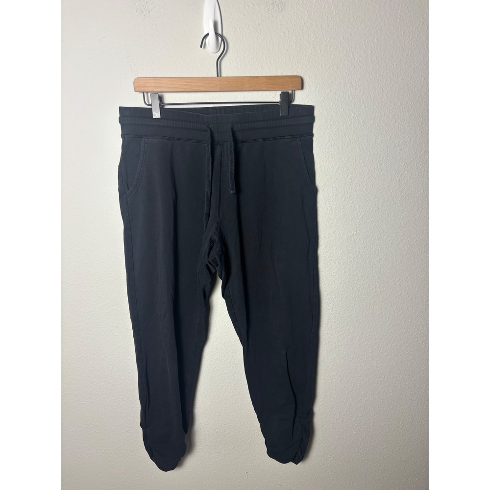 Pact Ruched Leg Jogger Black Organic Cotton Sweatpants Women Large